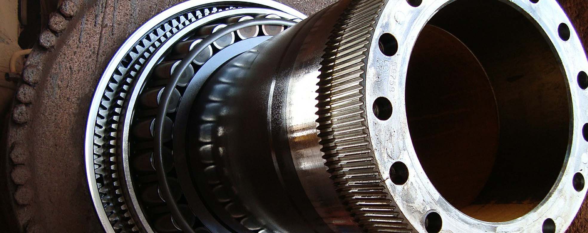 Close-up of a precision machined industrial assembly